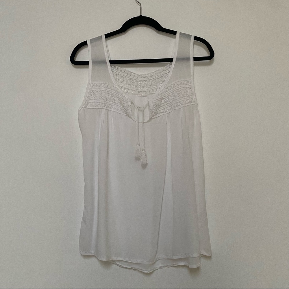 White Flowy Sleeveless Boho Top Made in Italy Small/Medium